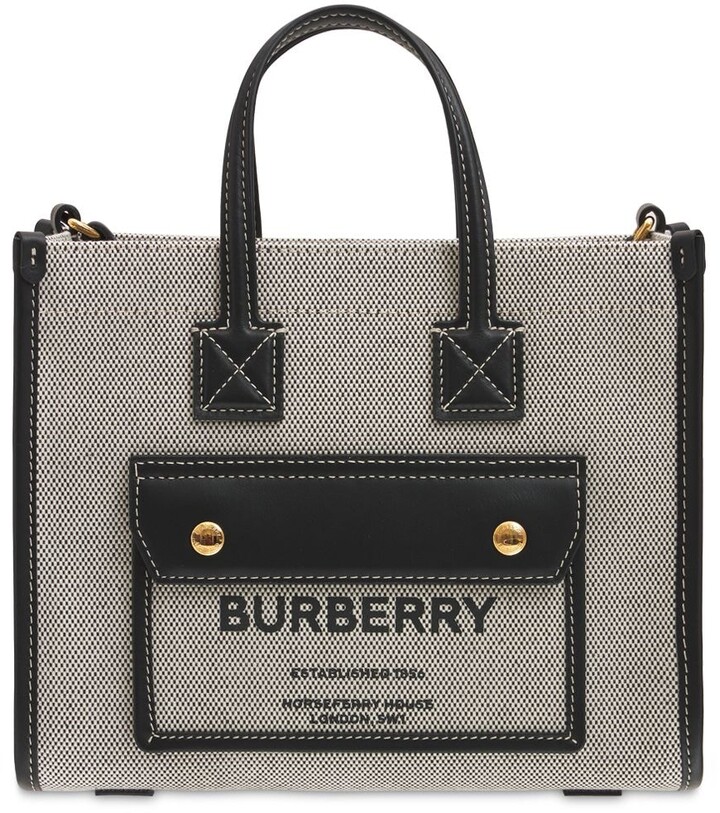 Burberry Mini Freya Logo Printed Tote Bag