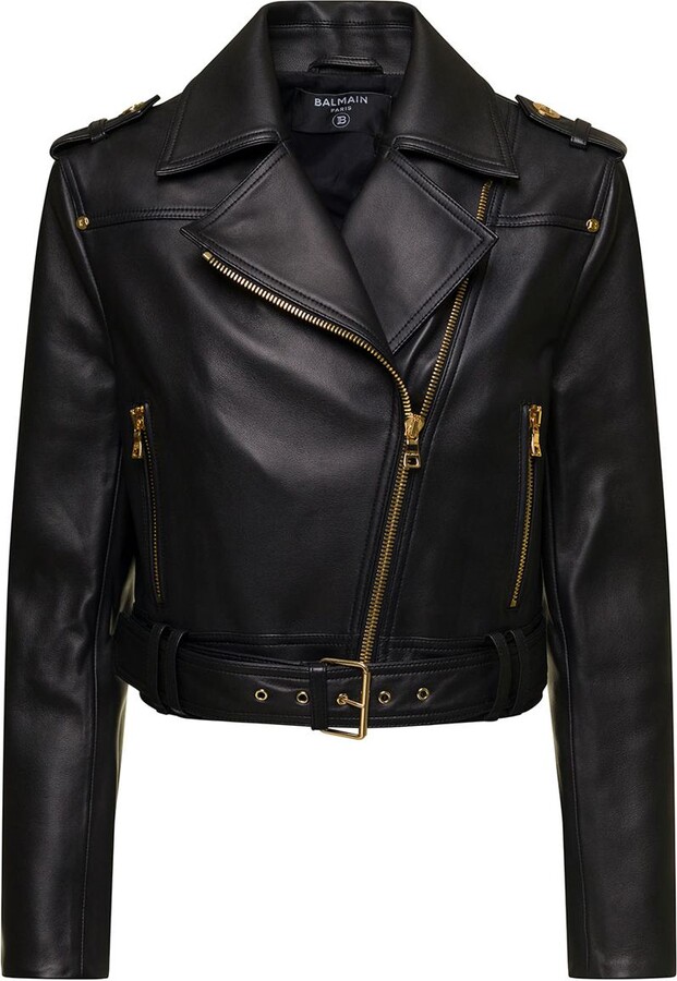 Black Leather Jacket Gold Hardware | ShopStyle