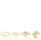 Thumbnail for your product : Charlotte Russe Moon, Star & Heart Midi Rings - 4 Pack
