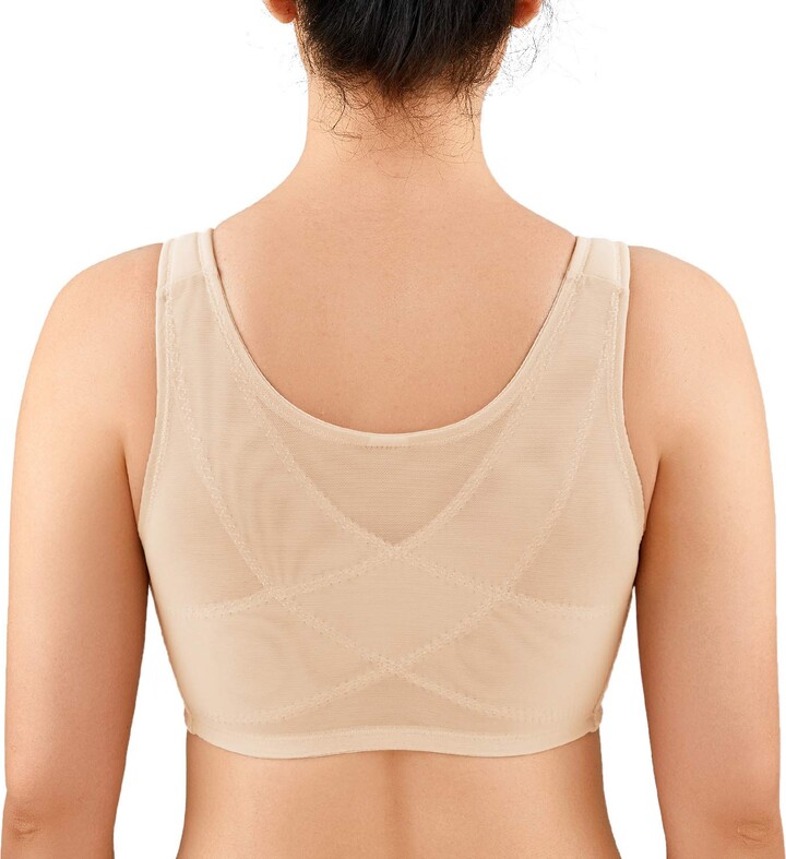 LAUDINE Women's Full Coverage Front Closure Wire Free Back Support