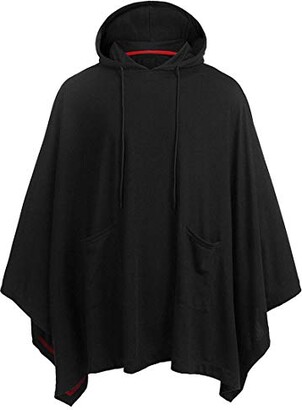 PPPPA Unisex Casual Hooded Poncho Cape Cloak Mens Loose Tops Irregular Hem  Fashion Coat Hoodie Pullover with Pocket Winter Poncho Oversized Warm  Wearable Blanket Cape Wraps Shawl Long - ShopStyle