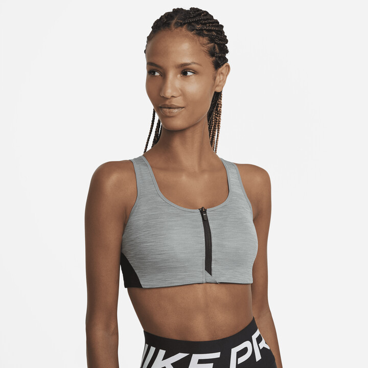 Nike Women's Shape High-Support Padded Zip-Front Sports Bra in Grey -  ShopStyle