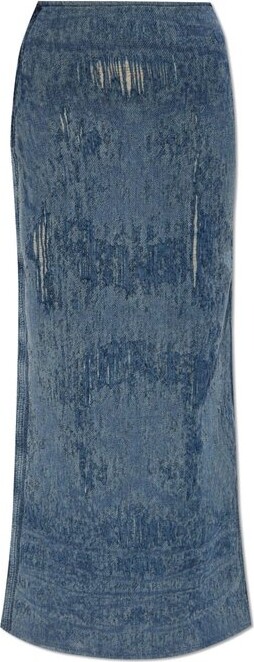 Diesel De-Megan-Fsg Distressed Denim Skirt