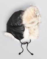 Thumbnail for your product : Crown Cap Fur Trim Leather Aviator Hat