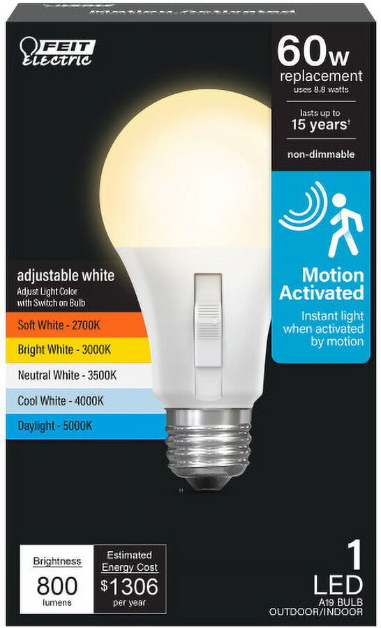 FeitElectric Feit Electric 8.8W (60W Replacement) Adjustable White E26 Base Motion Sensor LED Bulb