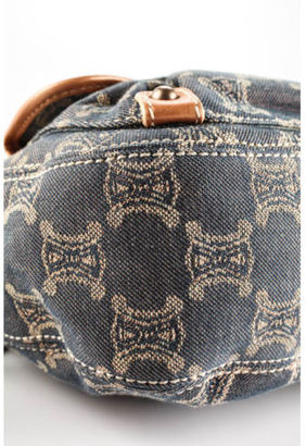 Celine Blue Bronze Metallic Denim Monogram Shoulder Handbag FAN3124 JHL