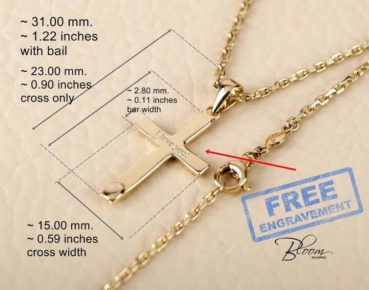 Etsy 14K Yellow Gold Cross Necklace With Handmade Anchor Chain Free Engraving Durable Everyday Wear Dhl Express Ddp Usa