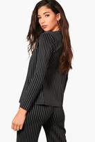 Thumbnail for your product : boohoo Pinstripe Collarless Blazer