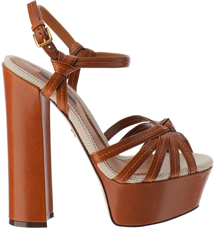 Dolce & Gabbana Keira Brown Leather High Heel Platform Sandals ShopStyle