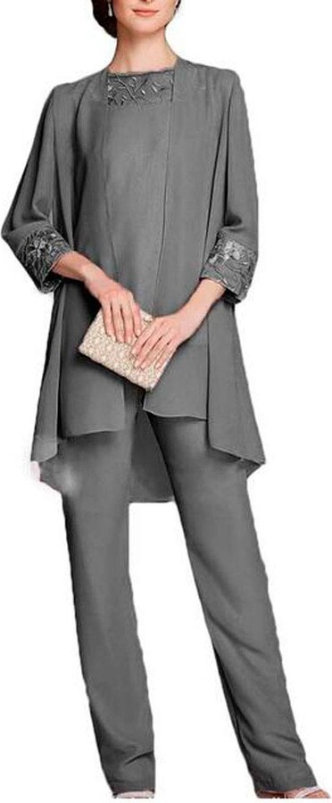 Botong Women's 3 Pc Pants Suit Dress Suit For Mother Of The Bride Evening Gowns 