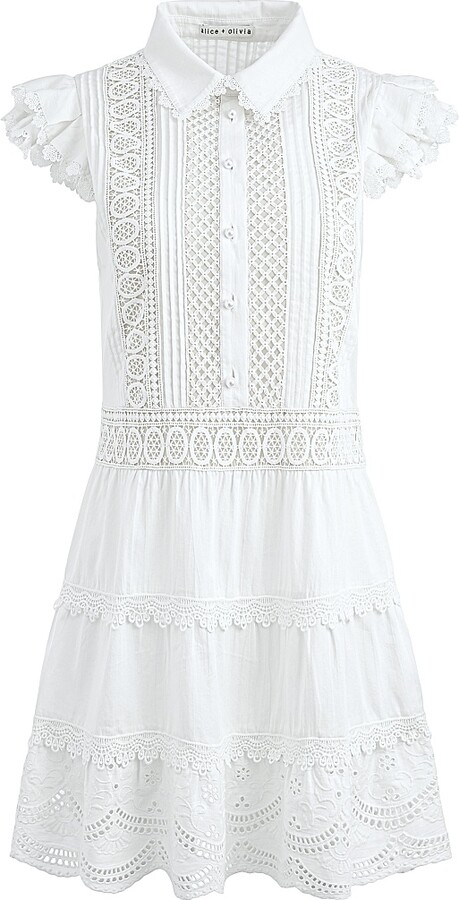 Alice + Olivia Women's Meeko Cotton Mini Shirtdress - White - Size 0