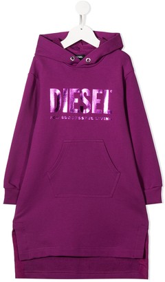 Diesel Kids Logo Print Hoodie Dress