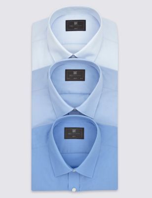 Marks and Spencer 3 Pack Easy to Iron Shirts with Pocket