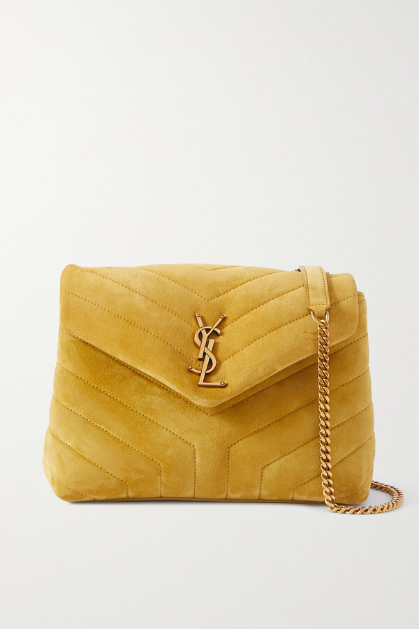 YSL Small Triquilt Suede Crossbody Bag