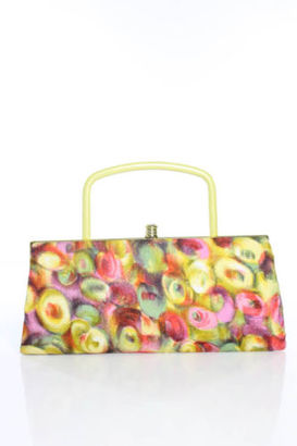 Leon Multicolor Abstract Print Silk Evening Clutch Handbag