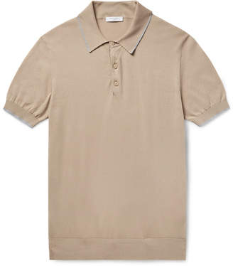 Boglioli Slim-Fit Contrast-Tipped Knitted Cotton Polo Shirt
