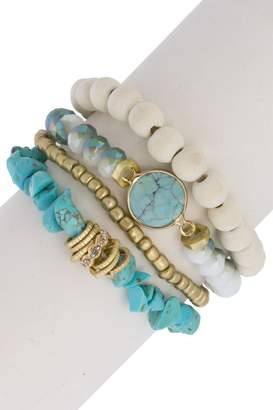 Saachi Stackable Bead & Turquoise Accent Bracelet Set