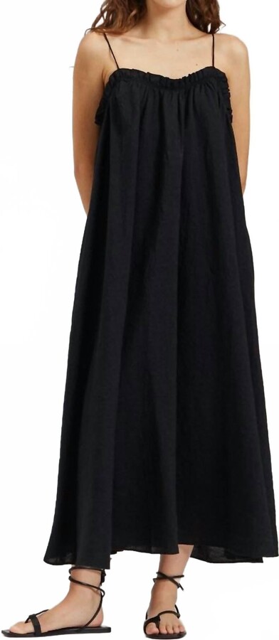 There-Elsewhere Linen Tank Dress In Black