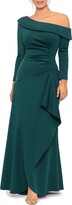 Thumbnail for your product : Xscape Evenings One-Shoulder Long Sleeve Scuba Crepe Gown