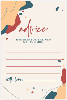 Abstract Terracotta Wedding Advice & Well Wishes Guest Book Cards For Bride And Groom, 56 Pack