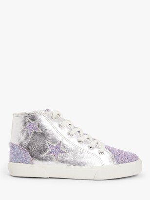 John Lewis & Partners Children's Star High Top Trainers, Silver