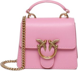 Pinko Love Birds-embellished Foldover Top Crossbody Bag in Pink