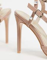 Thumbnail for your product : Public Desire Wide Fit Stush studded heeled court shoe in blush patent