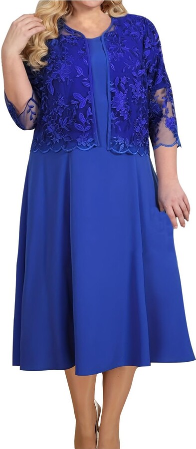 Lace Dress Plus Size Dress And Jacket Set OVARA Women's Plus Size