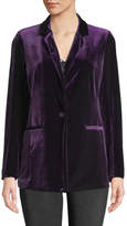 Thumbnail for your product : Joan Vass Plus Size One-Button Velvet Jacket