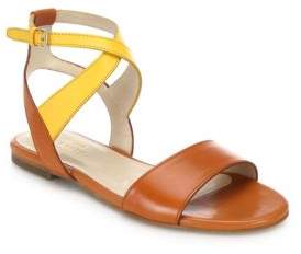 Cole Haan Fenley Two-Tone Leather Ankle-Wrap Sandals