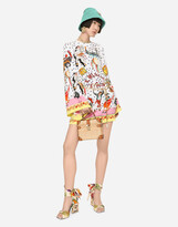Thumbnail for your product : Dolce & Gabbana Short Charmeuse Dress With Bel Paese Print