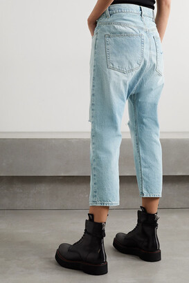 R 13 Cropped Distressed Straight-leg Jeans - Light denim