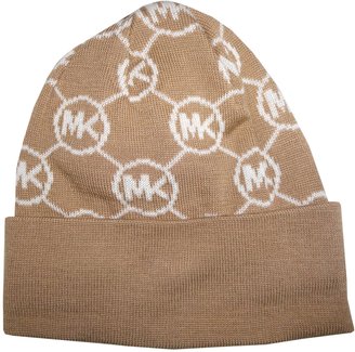 Michael Kors Women's Circle Logo Knitted Beanie Hat, Camel / Cream