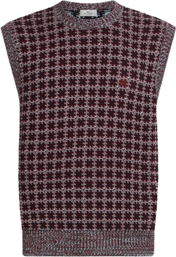 Etro Pegaso-motif embroidered checked vest