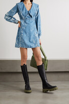 Thumbnail for your product : Ganni + Net Sustain Ruffled Bleached Organic Denim Mini Dress - Blue