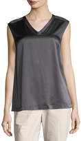 Thumbnail for your product : Brunello Cucinelli Silk-Blend V-Neck Shell
