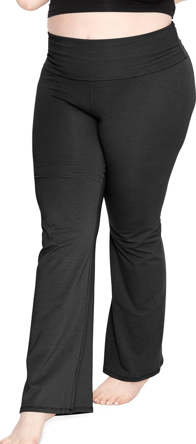 Stretch is Comfort Women's Foldover Plus Size Yoga Pants Black 4X -  ShopStyle