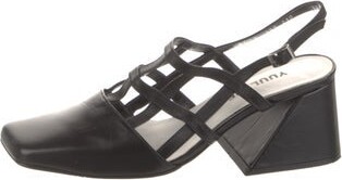 Yuul Yie Leather Slingback Pumps Black Square-Toes Unfortunately, due to restrictions, this item may not be eligible for shipping in all areas. | Yuul Yie Leather Slingback Pumps in Black, Women's IT 37 | 7