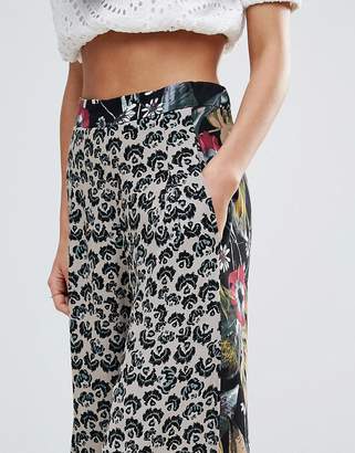 Free People In The Mix Printed Wide Leg Palazzo Trousers