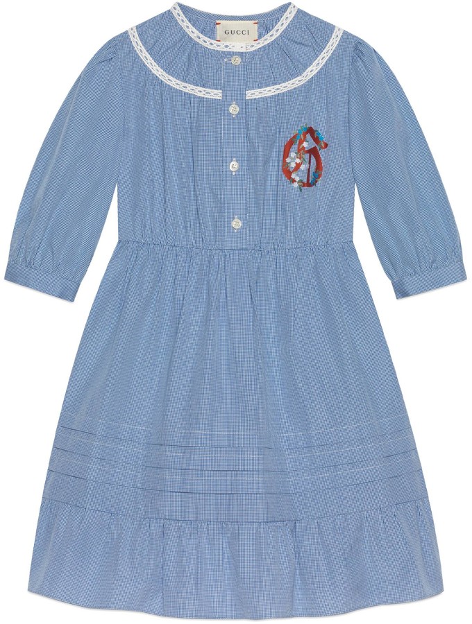 plus fit blue gingham school dress