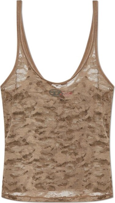 Diesel Logo Plaque Lace Top