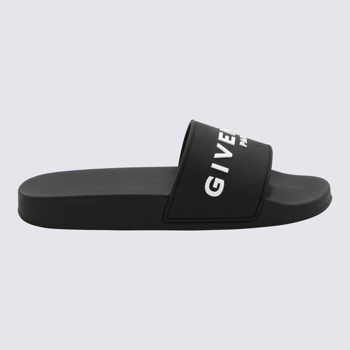 Givenchy Black Rubber Logo Sliders - ShopStyle Flip Flop Sandals