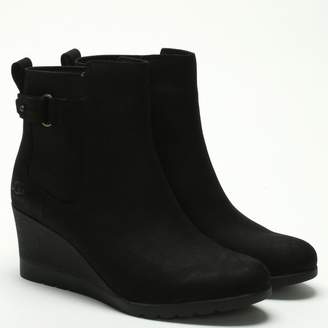 UGG Indra Black Leather Wedge Chelsea Boots