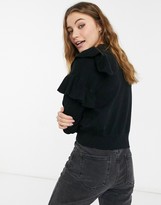 Thumbnail for your product : New Look frill front sweatshirt in black