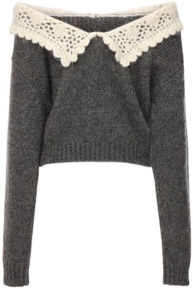 Miu Miu Off-the-shoulders Mohair Blend Sweater