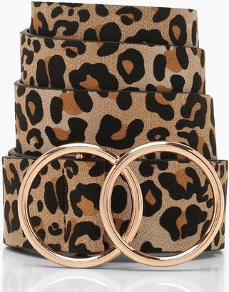 boohoo Leopard Belt With Gold Double Ring