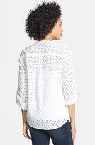 Thumbnail for your product : Adrianna Papell Eyelet Cotton Roll Sleeve Henley Top
