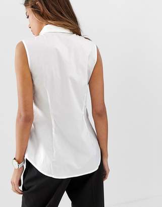 ASOS Design DESIGN fuller bust sleeveless shirt in stretch cotton