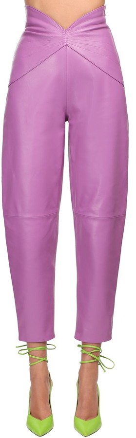 purple leather pants mens