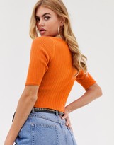 Thumbnail for your product : ASOS DESIGN scoop neck short sleeve jumper in fine knit rib